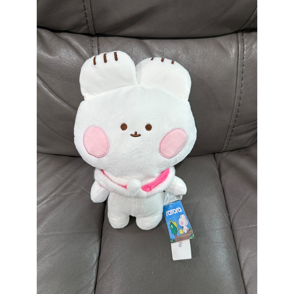 Miniso Ratora Life White Rabbit Plush Stuffed Animal‎ Pink Scarf Kawaii NWT